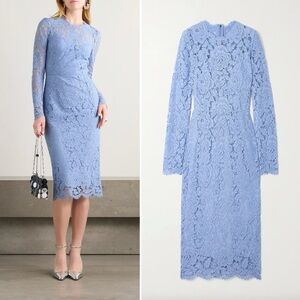 NWT Dolce & Gabbana Blue Lace Midi Dress